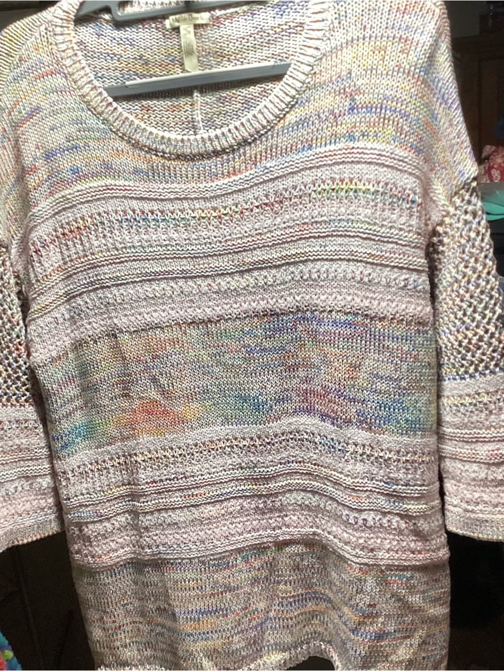 Matilda Jane Light Pink Multicolor Speckled Knit Crewneck Sweater